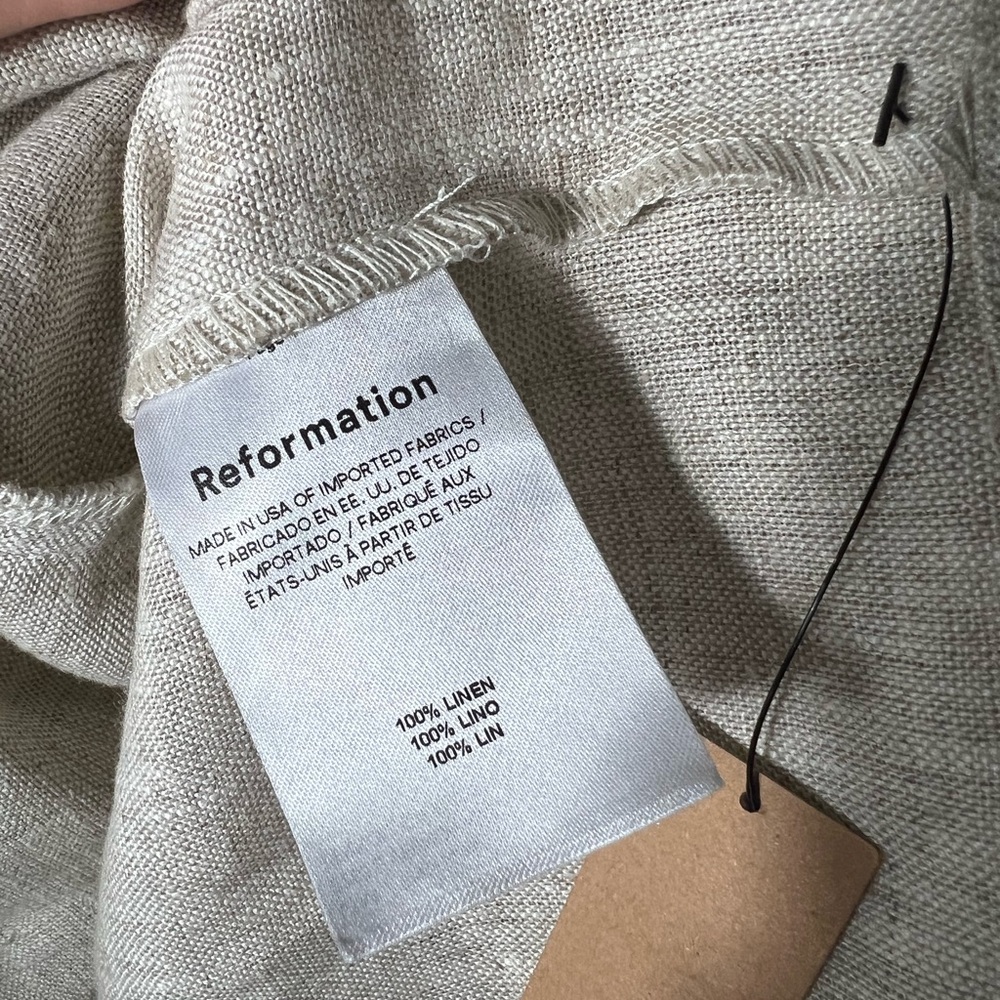NWT REFORMATION Jacinda Linen Crop Top in Oatmeal Beige Medium - Picture 9 of 9